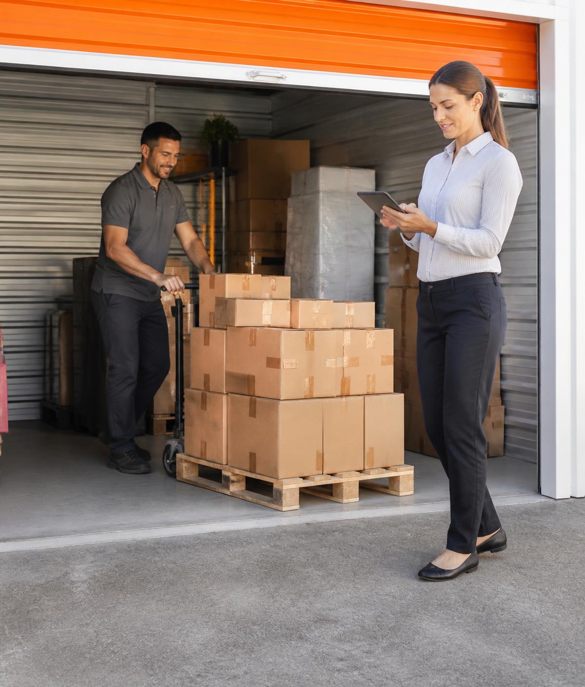 Equipe organizando estoque em box empresarial da Deixe Aki